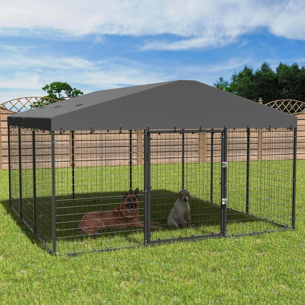 W 118 x D 118 x H 70 Große Hundezwinger für draußen, robuster Hundekäfig mit wasserdichtem Dach
