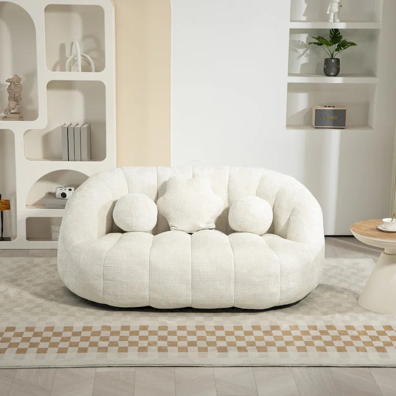 Witte loungestoel van chenille met hoge dichtheid schuim, 63.78