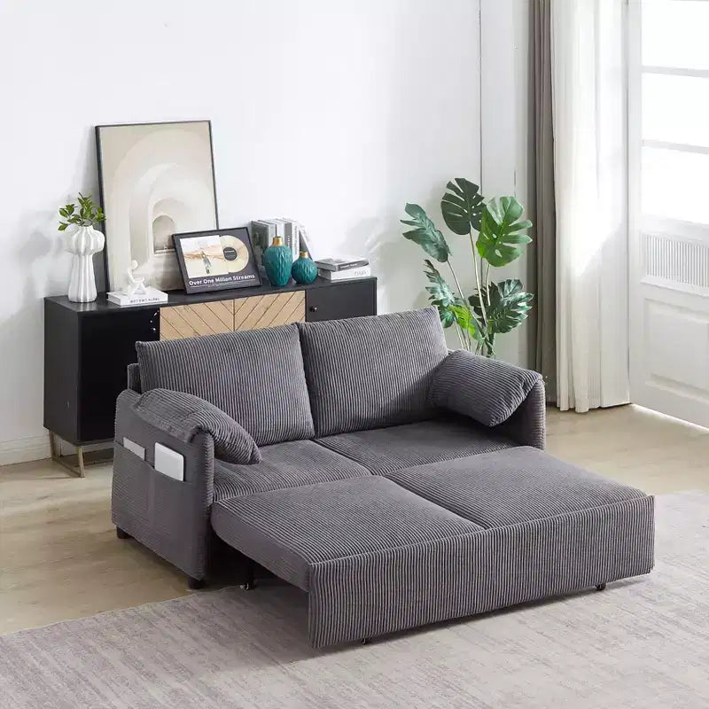 Divano letto in velluto a coste da 64.5, convertibile 3 in 1 con letto estraibile