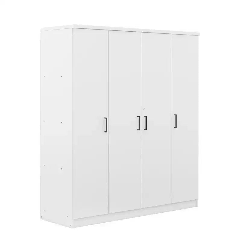 Viertüriger Kleiderschrank aus Holz mit Kleiderstange, 1 Schublade und Einlegeböden