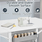 Table d’activités réglable en hauteur avec étagères de rangement, table de découpe pliante et mobile pour bureau à domicile, couture ou loisirs créatifs