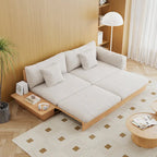 JASIWAY Modernes Sofa aus Massivholz mit Bezug aus Baumwollleinen