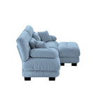 Narożna sofa dwuosobowa w kształcie litery L z tapicerką chenille i poduszkami lędźwiowymi