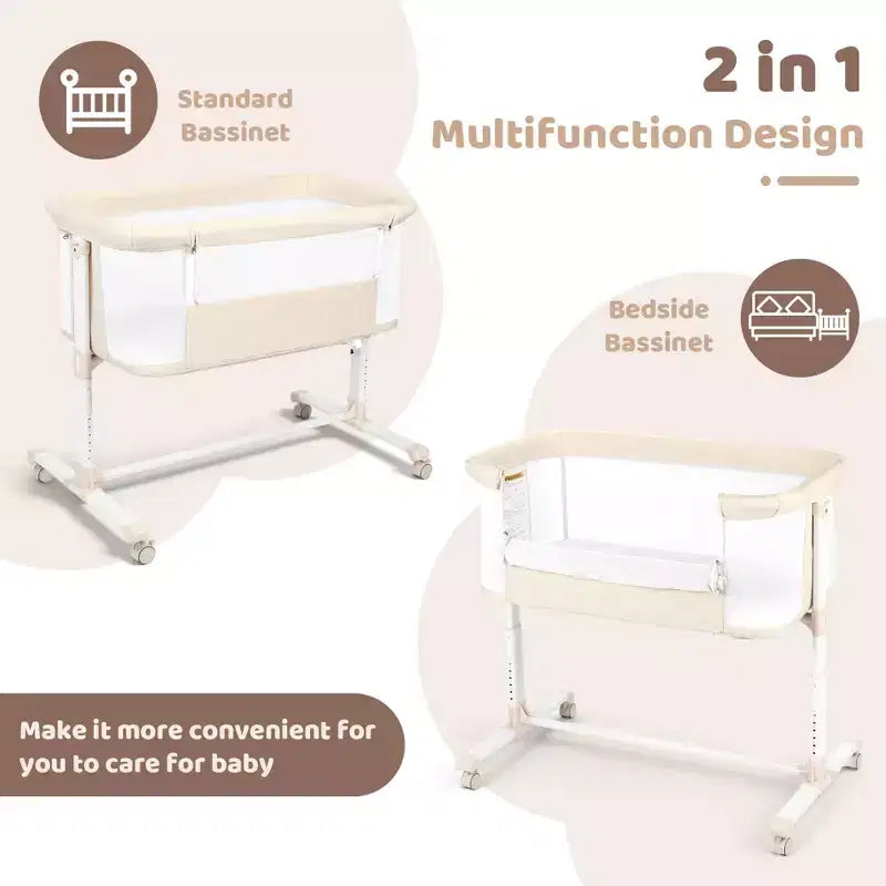 Culla per neonati con ruote ?? beige / grigio / rosa, culla co-sleeping, per 1 neonato