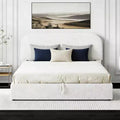 Gestoffeerd queensize bed met opbergruimte en liftmechanisme - wit