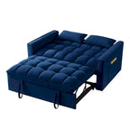 Rozkładana sofa dwuosobowa 4 w 1 z podłokietnikami i kieszeniami do przechowywania, wielofunkcyjna pikowana sofa z regulowanym oparciem