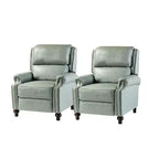 Set of 2 Elisabete Modern Wingback Genuine Leather Recliner with Vintage Nail Head Trim for Living Room and Bedroom| ART OF LIVING DESIGNS