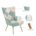 Akzentstuhl mit Hocker, Wohnzimmer-Stuhl- und Hocker-Set, bequemer Beistellsessel für das Schlafzimmer, kreativ zusammengesetzter Stoffbezug