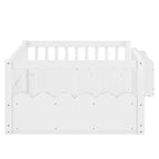 Lit au sol pour enfant Bellemave avec barrières surélevées et bibliothèque, cadre de lit Montessori en bois pour lit simple, pour filles et garçons