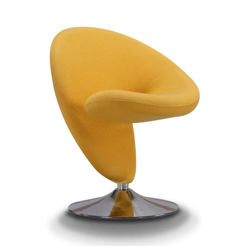 Obrotowy fotel akcentowy Manhattan Comfort Curl z chromowaną podstawą, z mieszanki wełny (zestaw 2 szt.)