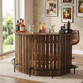 Mesa de bar pequena de arrumação com 4 prateleiras em arco, armário de bar moderno de estilo rústico com apoio para os pés e estrutura em MDF