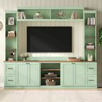 ModernLuxe 4-in-1-Unterhaltungszentrum im Landhausstil, passend für Fernseher bis 70, TV-Ständer-Medienkonsole mit verstellbaren Einlegeböden und Schubladen