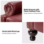 Set of 2 Elisabete Modern Wingback Genuine Leather Recliner with Vintage Nail Head Trim for Living Room and Bedroom| ART OF LIVING DESIGNS
