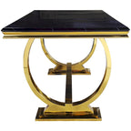 Mesa de jantar moderna com base em U de metal inoxidável