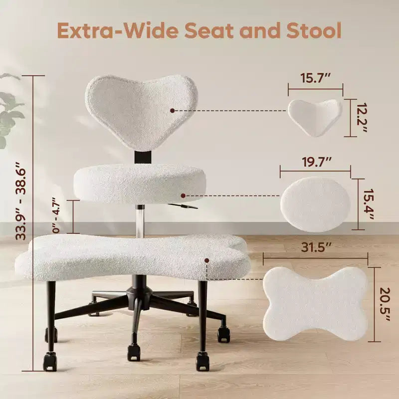 Sedia da ufficio ergonomica Pinmoco a gambe incrociate, sedia da meditazione regolabile in altezza, girevole a 360, con supporto lombare, per attività e ufficio, sedia per ADHD