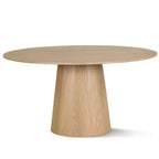 Conjunto de jantar moderno para 6 pessoas, mesa redonda com pé central, cadeiras giratórias tipo barril com rodas, chenille texturizado - Panipeachy