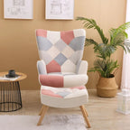 Akzentstuhl mit Hocker, Wohnzimmer-Stuhl- und Hocker-Set, bequemer Beistellsessel für das Schlafzimmer, kreativ zusammengesetzter Stoffbezug