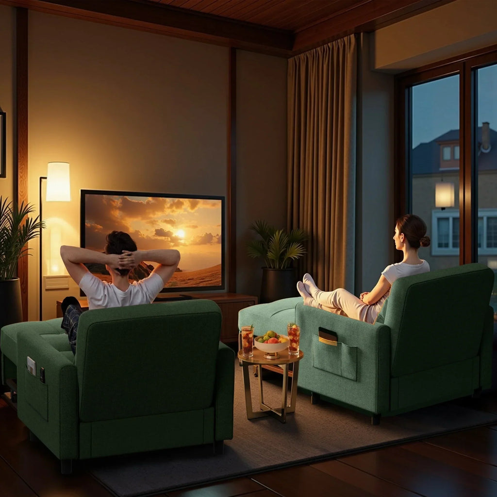 Sofá-cama ajustável 3 em 1, sofá-cadeirão extensível, cama dobrável convertível para sala de estar