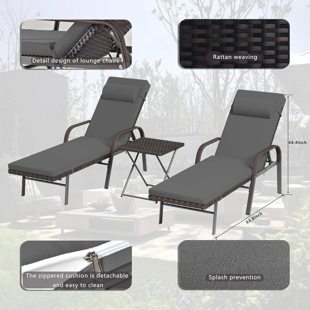 Conjunto de 3 espreguiçadeiras de exterior Kullavik