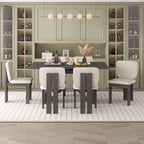 Conjunto de jantar de madeira de estilo de transição, com 7 peças, mesa retangular e 6 cadeiras