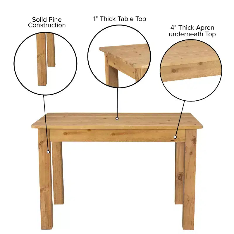 Flash Furniture rechthoekige boerderij-eettafel van massief grenenhout, 46 x 30