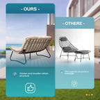 Poltrona doppia Papasan con cuscino, in rattan PE resistente a tutte le condizioni atmosferiche e struttura in metallo, per interni ed esterni