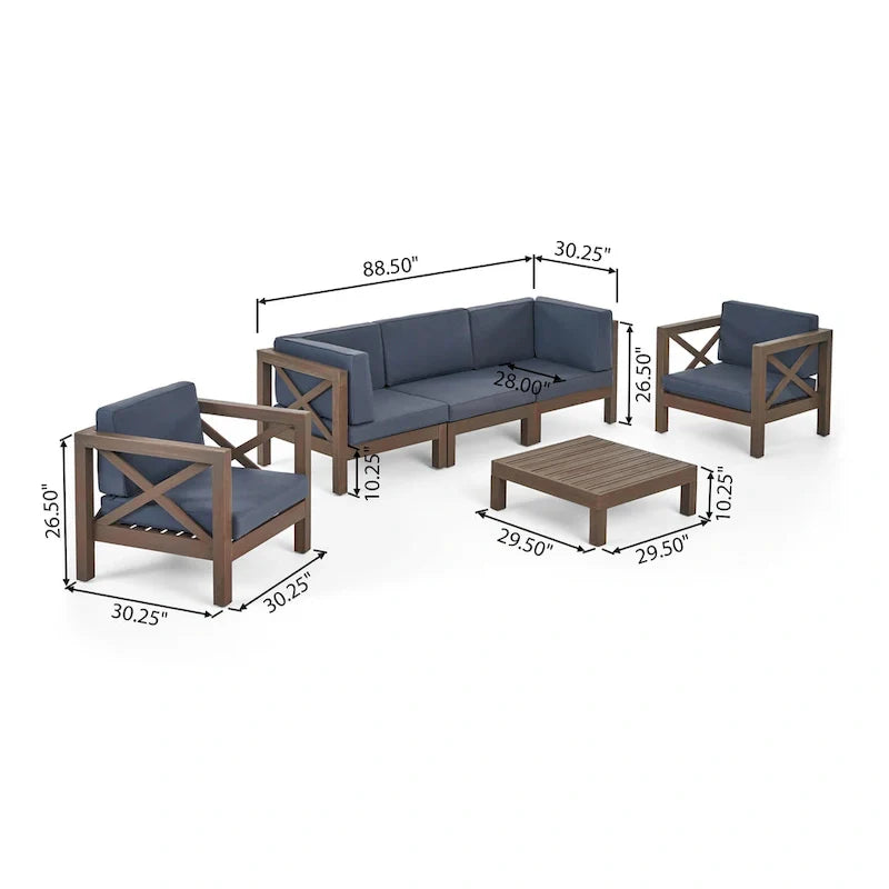 6-teiliges Outdoor-Sitzgruppen-Set aus Akazienholz Brava von Christopher Knight Home