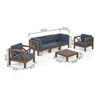 6-teiliges Outdoor-Sitzgruppen-Set aus Akazienholz Brava von Christopher Knight Home