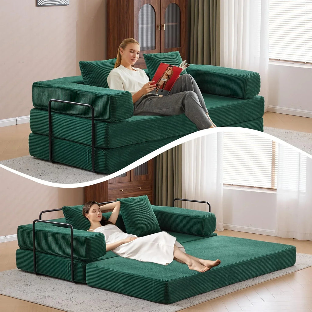Verwandelbares Bodensofa-Bett mit Kissenlehne aus Chenille für Wohnzimmer und Schlafzimmer