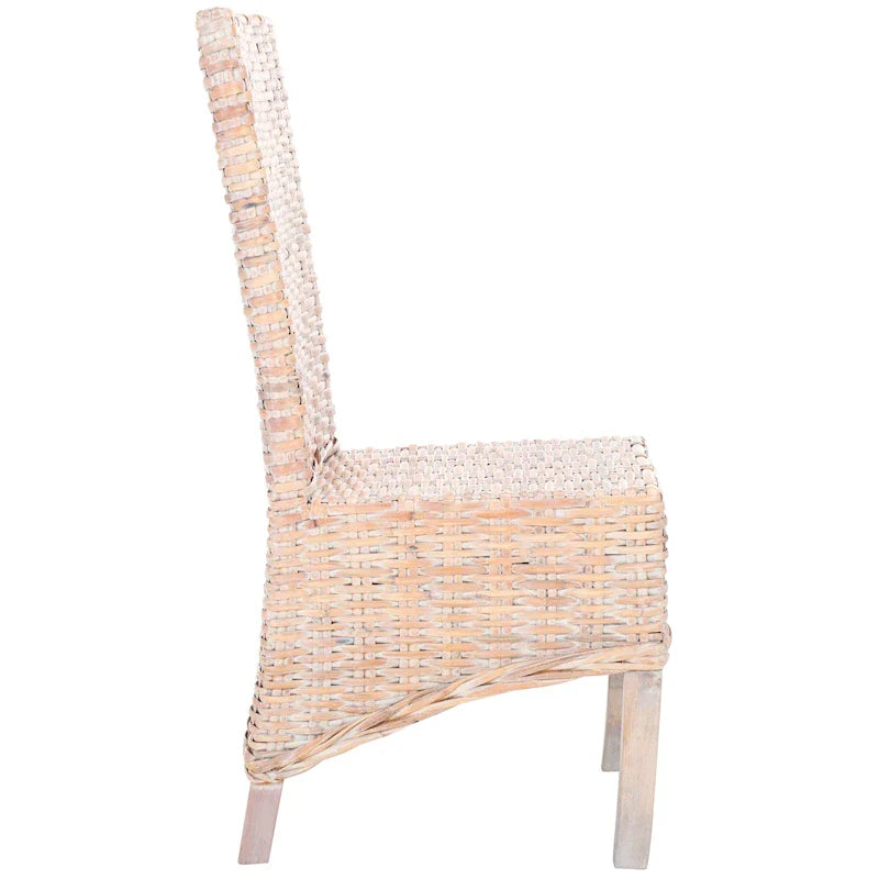 Set van 2 eetkamerstoelen van naturel rotan, 19W x 22D x 41H, boho-kuststijl