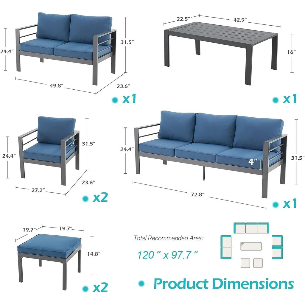 AECOJOY 7-teiliges Gartenmöbelset aus Aluminium für draußen