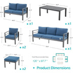 AECOJOY 7-teiliges Gartenmöbelset aus Aluminium für draußen