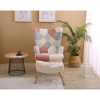 Akzentstuhl mit Hocker, Wohnzimmer-Stuhl- und Hocker-Set, bequemer Beistellsessel für das Schlafzimmer, kreativ zusammengesetzter Stoffbezug