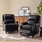 Set of 2 Elisabete Modern Wingback Genuine Leather Recliner with Vintage Nail Head Trim for Living Room and Bedroom| ART OF LIVING DESIGNS