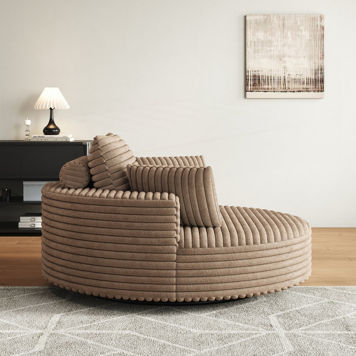 Draaifauteuil voor één persoon van corduroy, chenille en schuim
