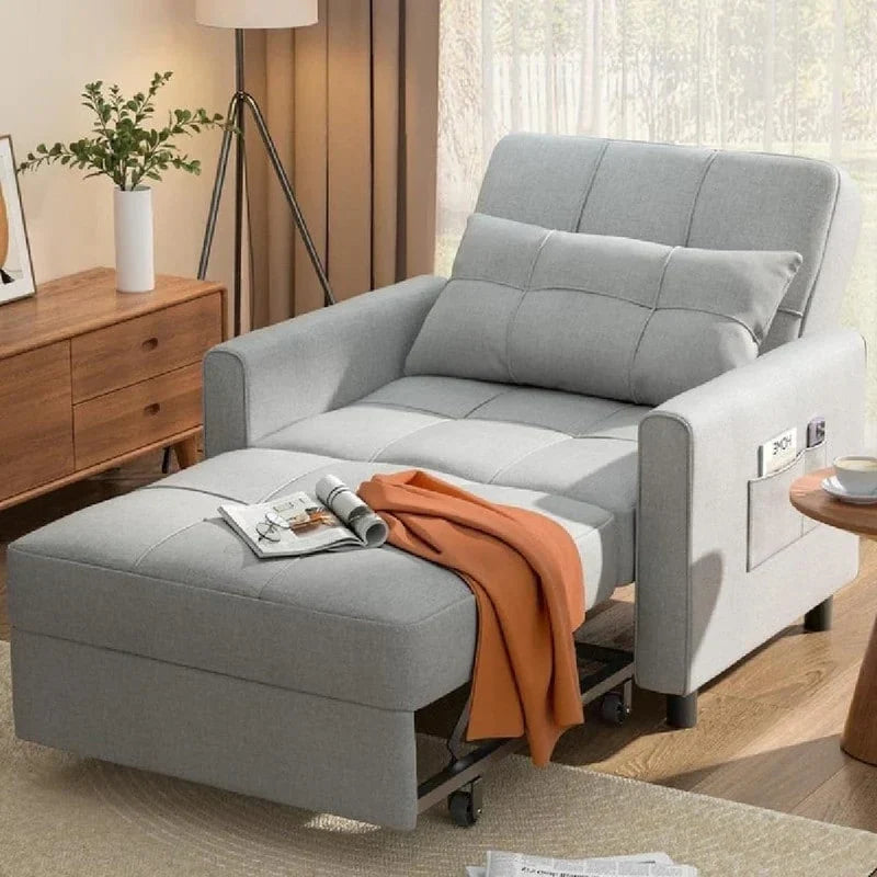 3-in-1-Schlafsofa mit verstellbarer Liegefläche, ausziehbares Sesselsofa, umwandelbares Klappbett fürs Wohnzimmer