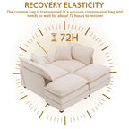 2-Sitzer-Sofa mit 2 Sitzkissen, 2 Kissen und 2 Hockern, bequemes Sofa - tiefes Sofa fürs Wohnzimmer, modulares Sofa