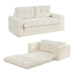 Rozkładana sofa-futon Mjkone 2 w 1 o szerokości 71', tapicerowana tkaniną sztruksową, z pikowanymi guzikami, dwuosobowa sofa z funkcją spania, oszczędzająca miejsce