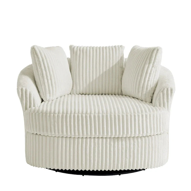2er-Set übergroßer Cord-Sessel mit Drehfunktion, 43 W, und Kissen