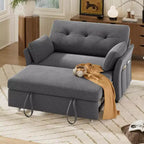 Rozkładana sofa Dyonery 3 w 1, sofa z wysuwanym łóżkiem, kieszenią boczną i regulowanym oparciem, montaż bez narzędzi, składana dwuosobowa sofa