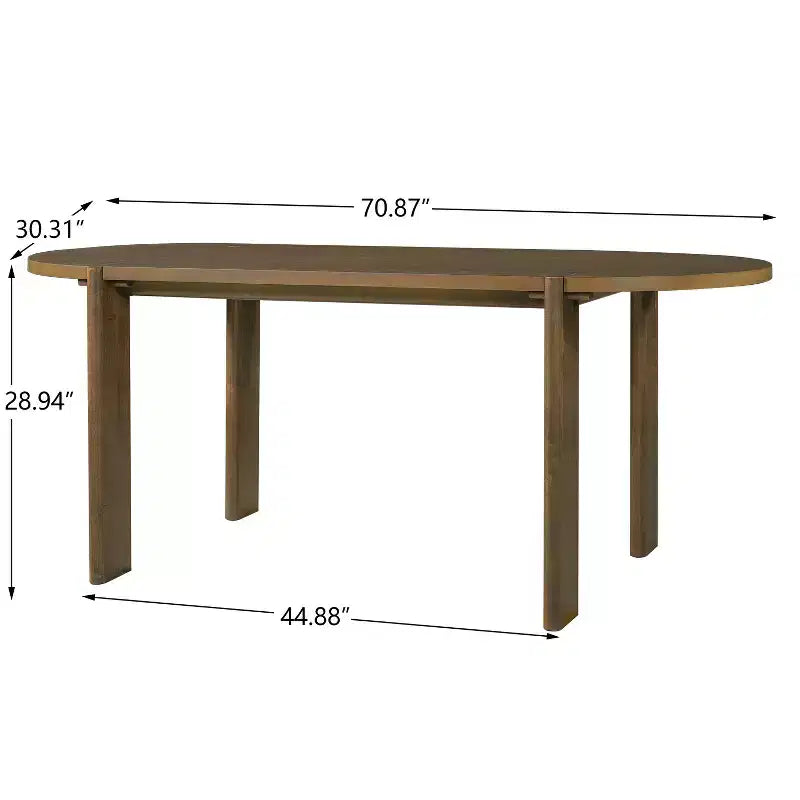 Ensemble de table à manger ovale 7 pièces pour 6 personnes, grande table familiale de cuisine de 71' avec 6 chaises rembourrées, noyer - Christopher Knight Home