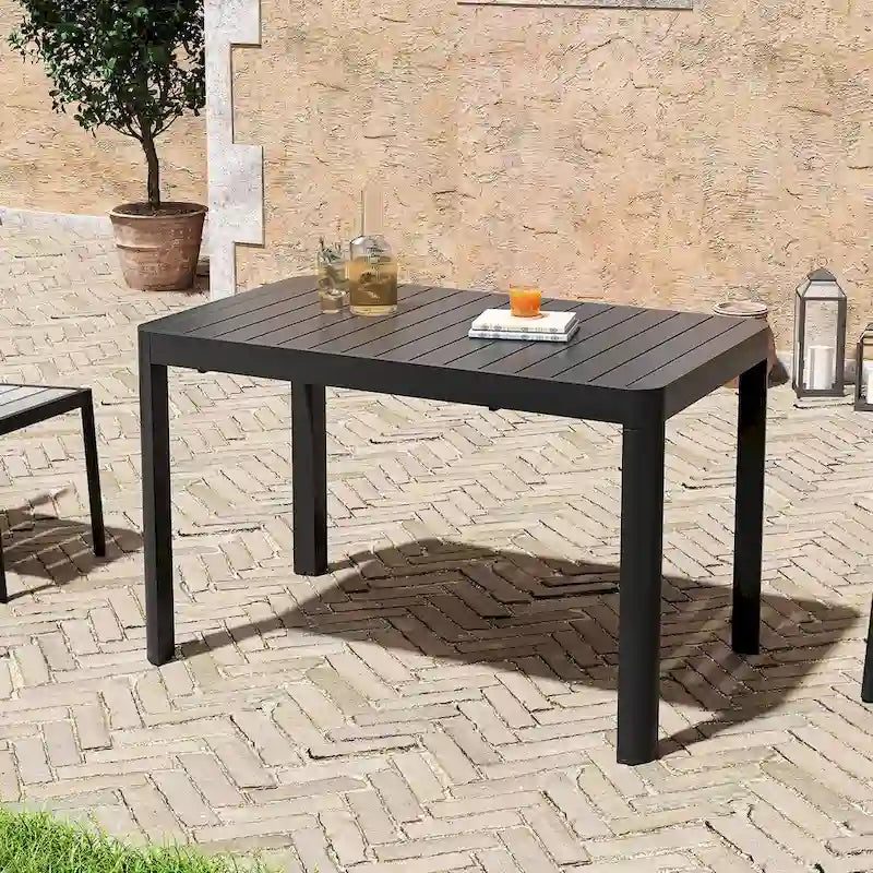 Aluminium tuinset voor buiten, 5/7-delig, met stapelbare stoelen en uitschuifbare tafel