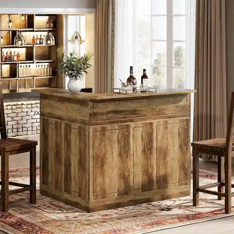 Meuble-bar en L avec porte-verres à pied pour bar à domicile