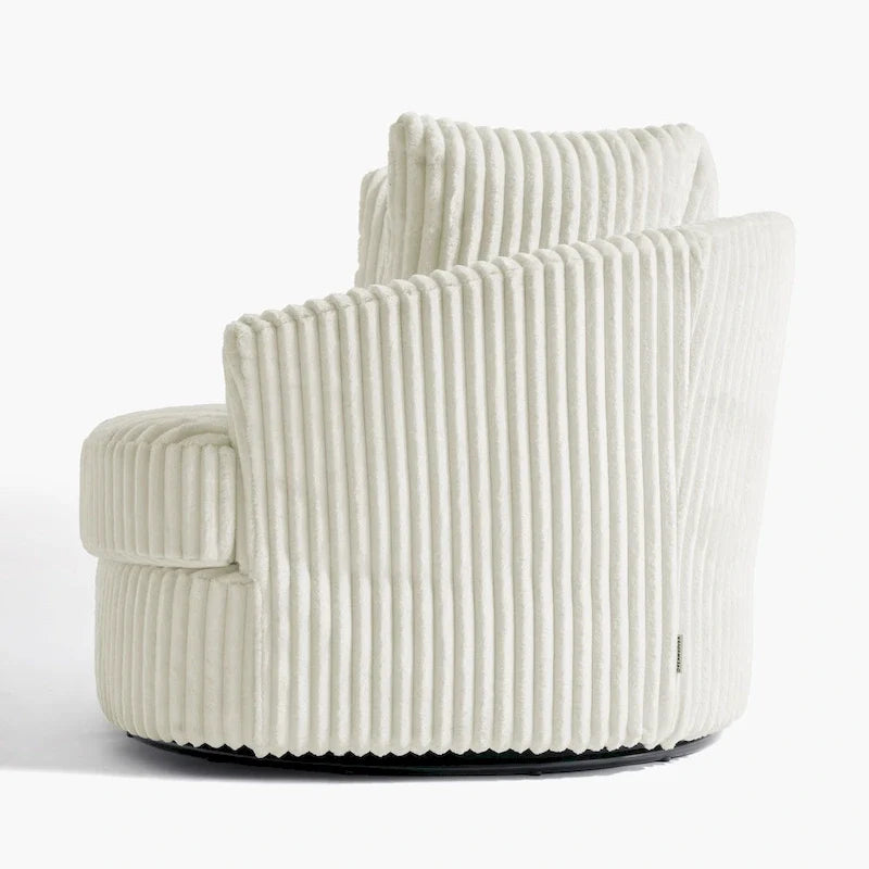 2er-Set übergroßer Cord-Sessel mit Drehfunktion, 43 W, und Kissen