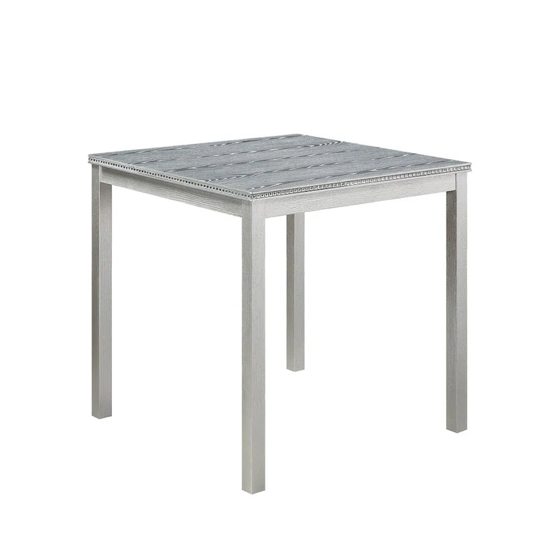 Moderne 5-delige eetset met vierkante tafel op aanrechthoogte en 4 gestoffeerde stoelen