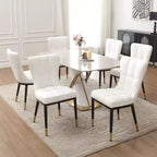Bekrvio Dining Room Chairs Set of 6, Modern Upholstered Faux Leather Seat with High Back, Metal Legs, Armless Kitchen Chairs for Living Dinning Room