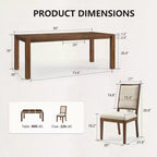 Moderne eetset - 80 tafel + 6 gestoffeerde stoelen, massief houten frame, tafelcapaciteit van 400 lbs, eenvoudig te monteren