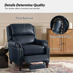 Set of 2 Elisabete Modern Wingback Genuine Leather Recliner with Vintage Nail Head Trim for Living Room and Bedroom| ART OF LIVING DESIGNS