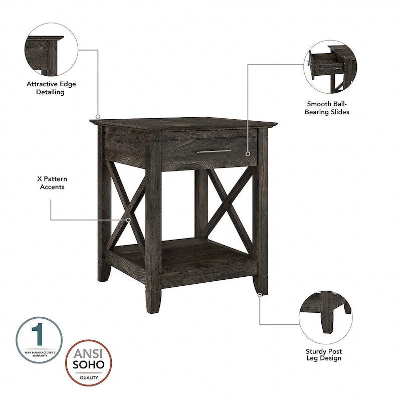 X-Pattern Nightstand with Drawer & Shelf | Multiple Colors | Bedroom Side Table