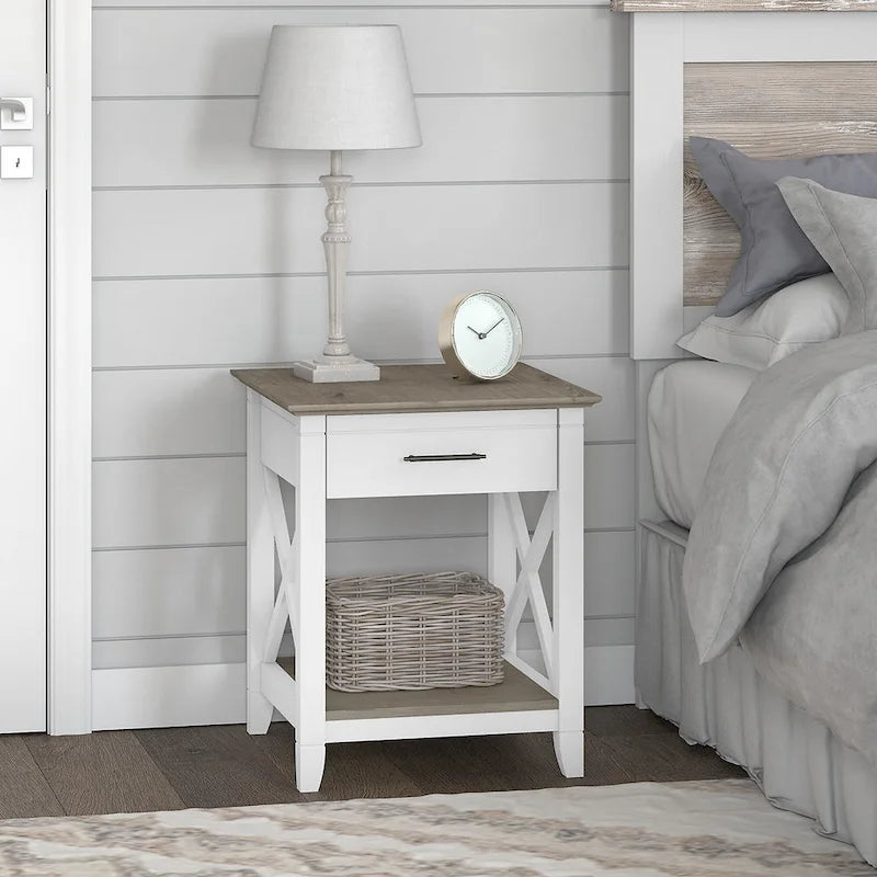 X-Pattern Nightstand with Drawer & Shelf | Multiple Colors | Bedroom Side Table